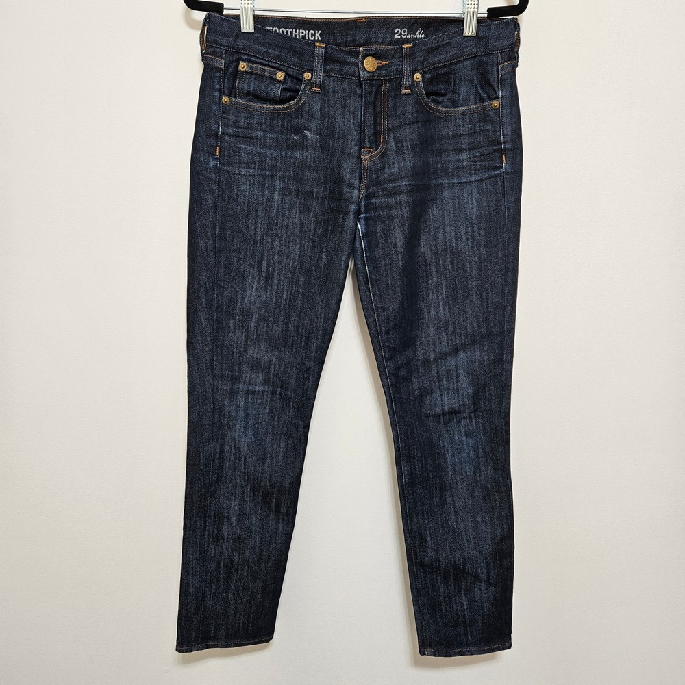J.Crew Toothpick Ankle Jeans Womens 29 Dark Indigo Stretch Denim Made in USA